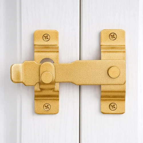 Miniatura 4 de INIRET Pestillos para puerta de granero, 4.33 x 3.23 pulgadas, de acero inoxidable dorado, para puerta de granero, cierre de puerta abatible