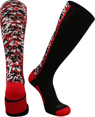 TCK Calcetines de béisbol para jóvenes, niños u hombres, con diseño de camuflaje digital y longitud hasta por encima de la pantorrilla