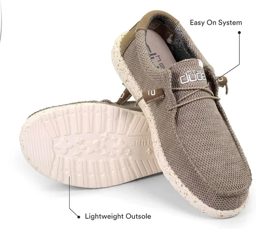 Miniatura 4 de Hey Dude Wally Sox Slate - Mocasines con cordones para hombre, cómodos y ligeros, Camello