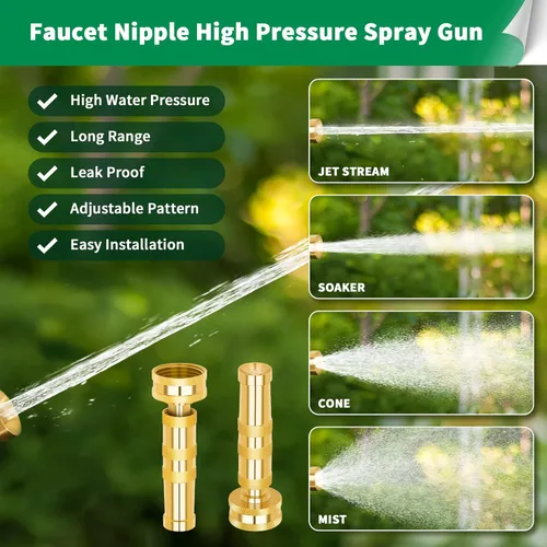 Miniatura 3 de AUTOMAN Boquilla de latón para manguera – Paquete de 2 boquillas de chorro de alta presión, rociador de alta resistencia para mangueras de jardín