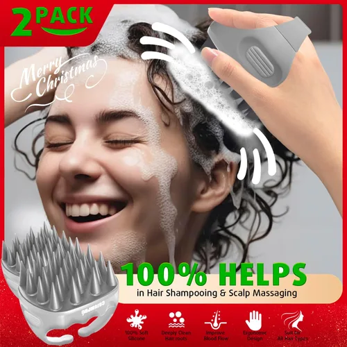 Miniatura 3 de Cbiumpro Paquete de 2 cepillos de champú masajeador de cuero cabelludo, cepillo exfoliante de silicona ultra suave para el crecimiento del cabello