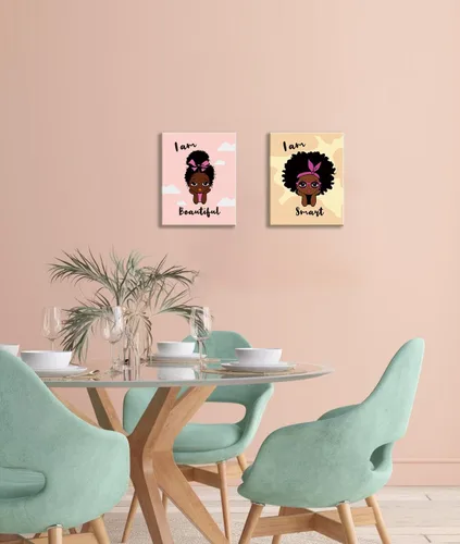 Miniatura 4 de Lienzo enmarcado para pared, póster motivacional de niña negra, pintura artística de niña afroamericana, arte de pared inspirador de niña negra