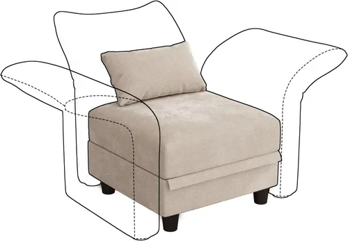 Miniatura 25 de LLappuil Reposabrazos/respaldo para sofá modular modular, personaliza sofás con ángulo ajustable, color caqui Tool Free Assembly Chenilla caqui