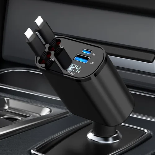 Miniatura 6 de Cargador de coche de carga rápida de 60W para iPhone, cargador de teléfono retráctil 4 en 1, artículos de viaje esenciales, regalos para mujeres