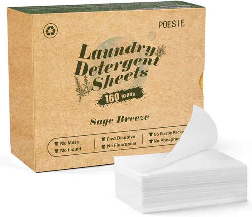 Miniatura 23 de Poesie Hojas de Detergente para Ropa Hojas de Jabón para Ropa para Viajes Camping Hojas para Lavar Ropa Sin Fragancia 1 Mini Caja 40