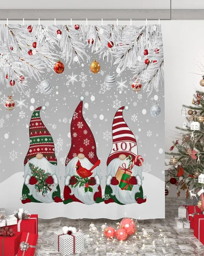 Miniatura 11 de Cortinas de ducha feliz día de San Valentín para baño gnomos, cortina de ducha de tela con ganchos, juego de cortina de ducha con corazones