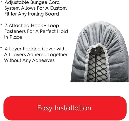 Miniatura 5 de TIVIT Funda para tabla de planchar de 12 x 28 pulgadas, fabricada en Italia, Alumitek PRO reflectante al calor, acolchado grueso de 4 capas