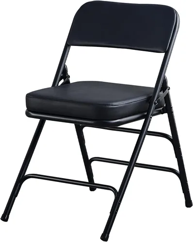 Miniatura 8 de KAIHAOWIN Paquete de 2 sillas plegables, asiento acolchado de vinilo, fácil almacenamiento, apilable, asiento comercial Morden con marco de metal