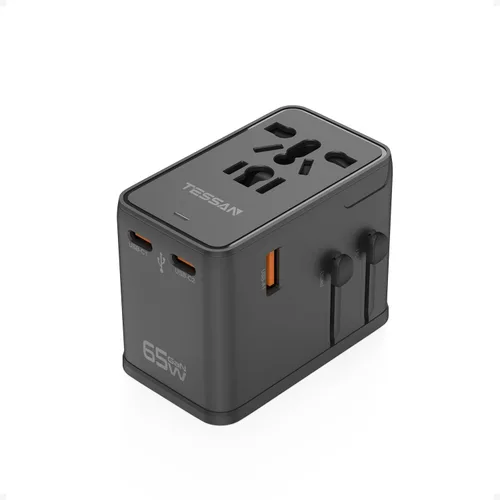 Miniatura 13 de TESSAN Adaptador de viaje universal de 28 W, adaptador de corriente internacional con 3 puertos de carga USB C 2 USB A, adaptador de enchufe mundial