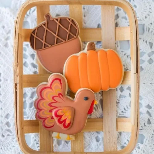 Miniatura 5 de JOB JOL Cortadores de galletas de Acción de Gracias, 6 unidades, 3 a 3.6 pulgadas, calabaza, hoja, manzana, pavo, bellota