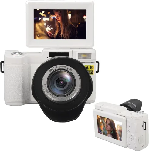 Miniatura 10 de Cámara digital 4K, 3 pulgadas, 48 MP, 16X, zoom de 180°, cámara de vlogging antivibración con función de belleza facial, para adolescentes, adultos