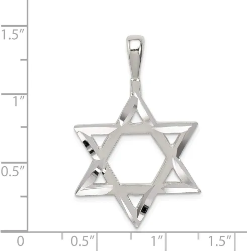 Miniatura 2 de Colgante de plata de ley 925 maciza con diseño de estrella de David de la suerte, 1.457 x 0.945in