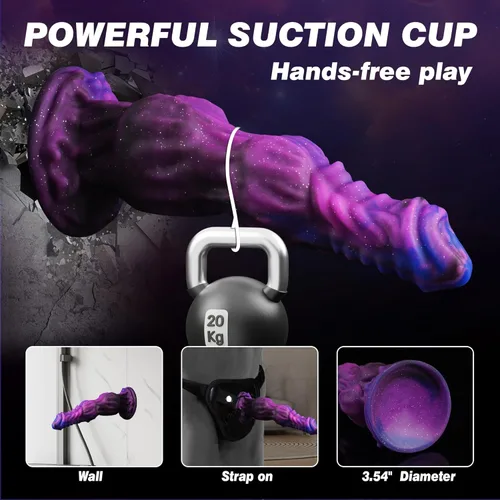 Miniatura 6 de Consolador Monstruo Fantasía Caballo de 9.6 pulgadas con 2 Nudos Grandes, Consoladores de Nudo Enorme Gruesos Estilo Perro Dragón con Ventosa