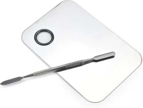 Miniatura 3 de Paleta de mezcla de maquillaje, paleta de maquillaje de acero inoxidable, paleta de cosméticos con espátula para arte de uñas, sombra de ojos