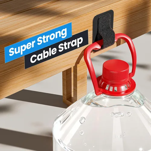 Miniatura 4 de Gestión de cables debajo del escritorio, 【Hasta 15 cables】【Soporte de cables mejorado】 Organizador de cables, cintas de cable ajustables con gancho