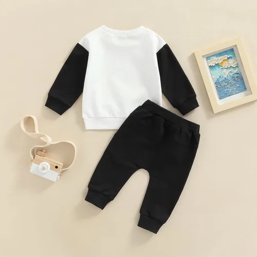 Miniatura 164 de Ropa de bebé niño 3 6 9 12 18 24M 3T Conjunto de pantalones con capucha patchwork sudadera con capucha pantalones de rayas traje de otoño invierno