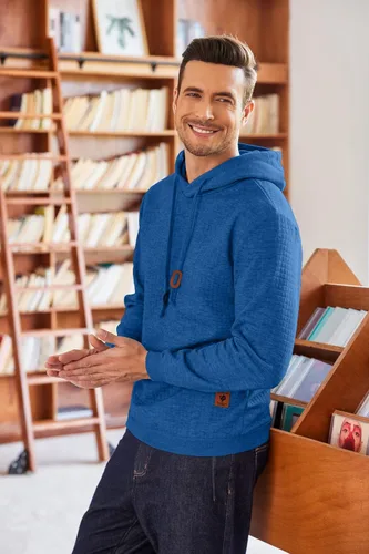 Miniatura 2 de COOFANDY Sudadera con capucha para hombre, casual, de manga larga, con cordón y punto gofre