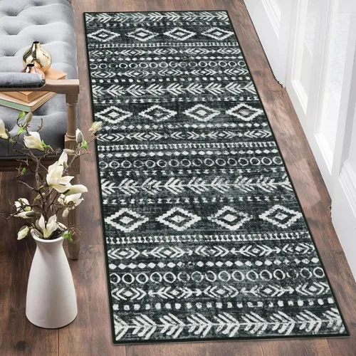 Miniatura 19 de Lahome Alfombra bohemia marroquí para entrada, lavable, de 2 x 3 pies, color gris y blanco, antideslizante, ultra fina, suave, rústica con estampado