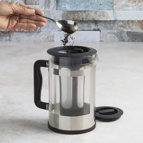 Miniatura 4 de Primula Kedzie - Cafetera helada de lujo con mango de agarre cómodo, jarra de vidrio duradera, filtro de malla extraíble, 6 tazas, acero inoxidable