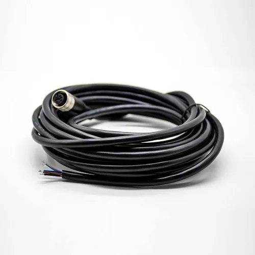 Miniatura 45 de Elecbee Cable M12 A-Code Conector recto de cabeza hembra individual Cable eléctrico de enchufe de aviación (cable de 12 pines 1M/3.3 pies)