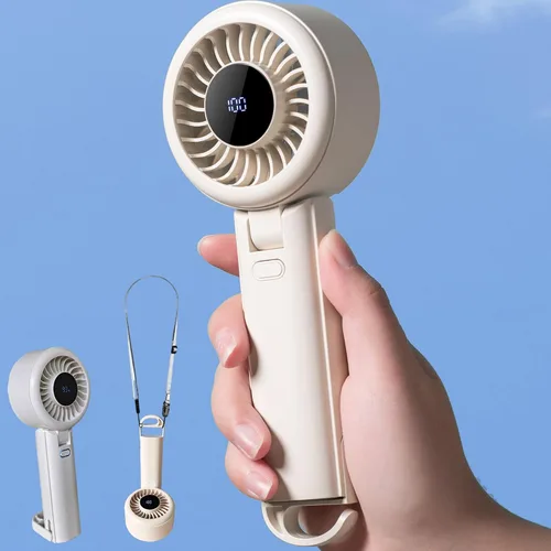 Miniatura 8 de Ventilador turbo portátil de mano, mini ventilador plegable, ventiladores pequeños, colgar el cuello, batería recargable, 5 ajustes de velocidad