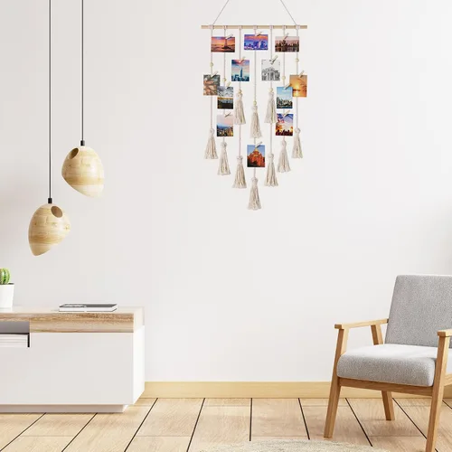 Miniatura 5 de HVEST Decoración de pared de macramé bohemio para colgar en la pared, múltiples imágenes, decoración de pared para dormitorio universitario