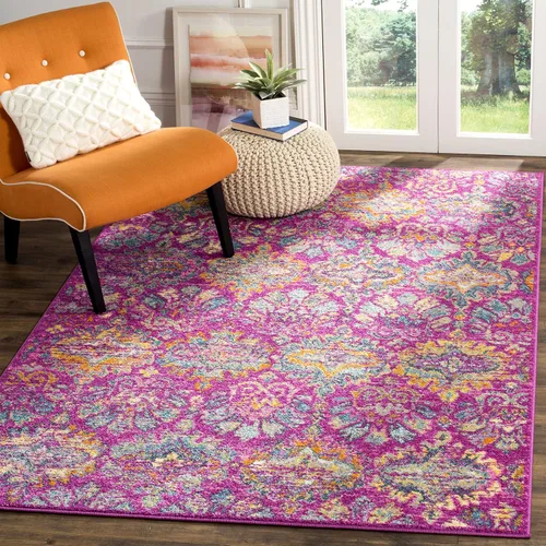 Miniatura 7 de SAFAVIEH Madison Collection - Alfombra decorativa de 2 pies 3 pulgadas x 3 pies 11 pulgadas, color azul y naranja, diseño de damasco bohemio,