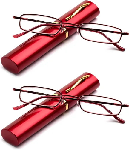 Miniatura 6 de Newbee Fashion - Gafas de lectura con patillas de resorte "Pocket" con estuche de aluminio portátil con clip de bolsillo