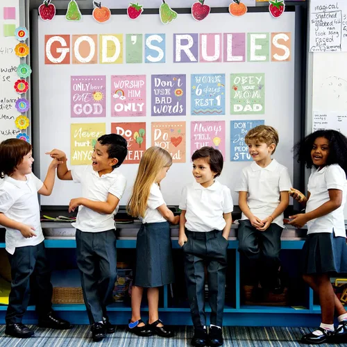 Miniatura 7 de Póster de 20 piezas con versículo bíblico cristiano de los diez mandamientos, decoración de pared para aula, iglesia, escuela dominical, escritura