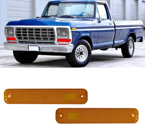 Miniatura 2 de Carcasa de luz de marcador lateral de lente ámbar delantera para Ford Serie F Truck 1973-1979/Bronco 1978-1979/E-Series Econoline 1975-1991