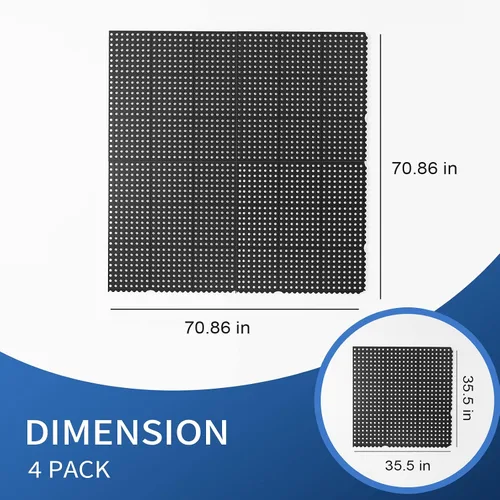 Miniatura 3 de ROVSUN Paquete de 4 tapetes de goma entrelazados de 36 x 36 pulgadas para restaurante, cocina, bar, garaje, suelos antifatiga, antideslizante