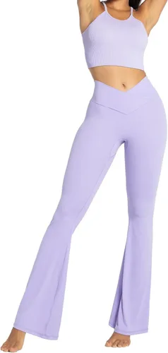 Miniatura 7 de Sunzel Leggings acampanados para mujer con control de abdomen, cintura cruzada y pierna ancha