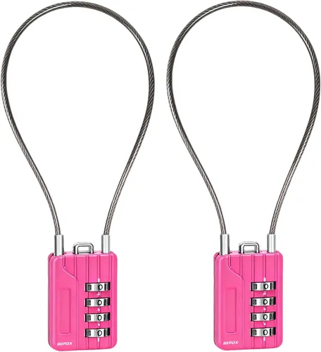 Miniatura 9 de SEPOX® Candado de Combinación de 4 Dígitos Reiniciable Versátil Twins con Cable Extremadamente Largo – Contraseña Personalizada, Cable de Acero