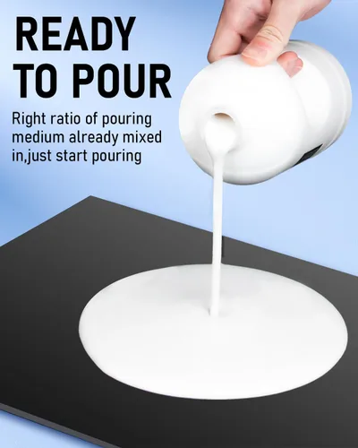 Miniatura 4 de Nicpro Pintura Acrílica de Vertido de Color Perla Metálico Blanco, 33.8 Onzas de Suministros de Pintura Premezclada para Vertido con Aceite