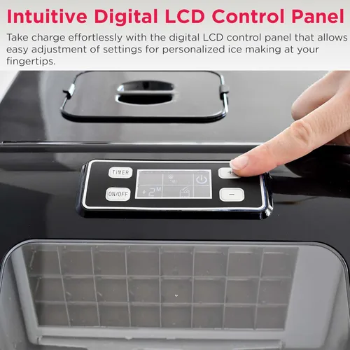 Miniatura 5 de Frigidaire Máquina de hielo EFIC452, máquina de hielo de acero inoxidable para encimera con ventana transparente, máquina de cubitos de hielo