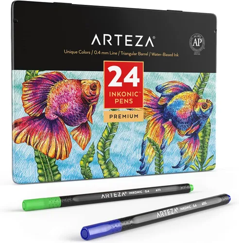 Miniatura 11 de ARTEZA - Plumones Inkonic Fineliners, juego de 72, marcadores de punta fina de 0.4 mm, plumones de arte a base de agua para dibujar, hacer bocetos