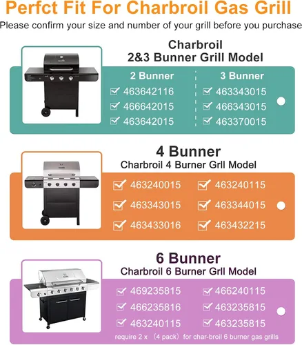 Miniatura 2 de Utheer Piezas de repuesto para parrilla, acero inoxidable 4 quemadores 463344015 463343015 463240015 463432215, 3 quemadores 463436815, placa