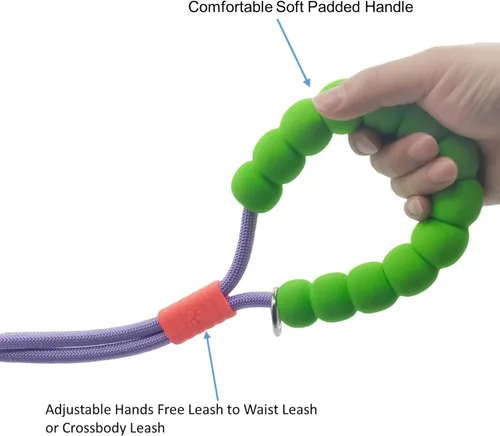 Miniatura 4 de Correa de perro manos libres, cintura elástica ajustable y correa cruzada con mango cómodo, cuerda de nailon resistente para perros pequeños a Negro