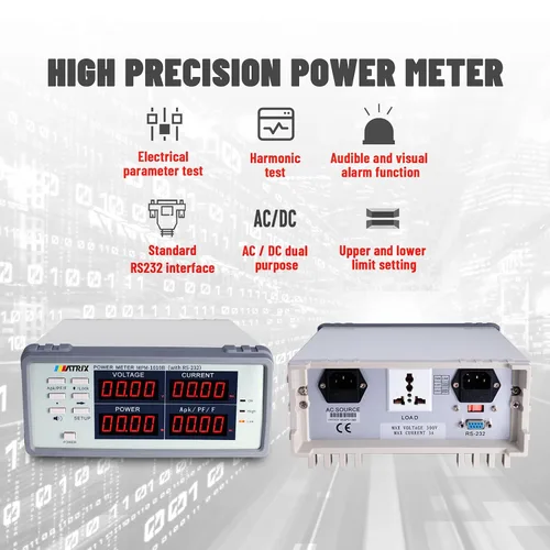 Miniatura 4 de MATRIX Medidor de potencia de alta precisión MPM-1010B, prueba de parámetro del medidor de potencia de CA con RS-232, medidor de potencia digital