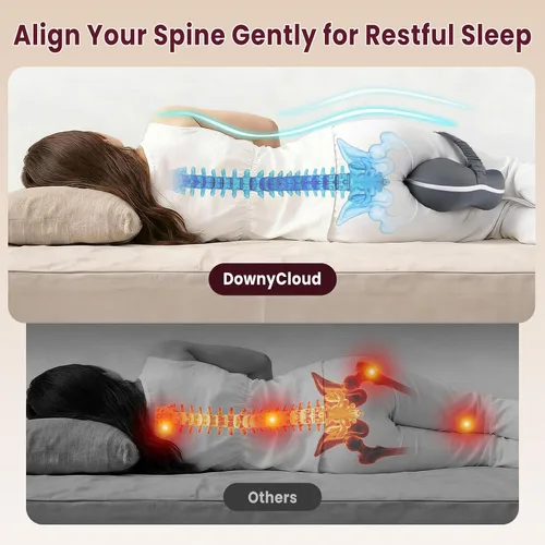 Miniatura 4 de Almohada de rodilla de espuma viscoelástica para dormir de lado, almohada de apoyo con diseño de recorte de corazón y correa ajustable, almohada