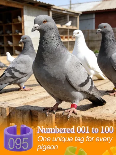 Miniatura 4 de MEWTOGO 100 bandas de pierna de palomas de pájaro de 0.3 pulgadas, coloridos anillos de identificación de pájaros numerados legibles, bandas