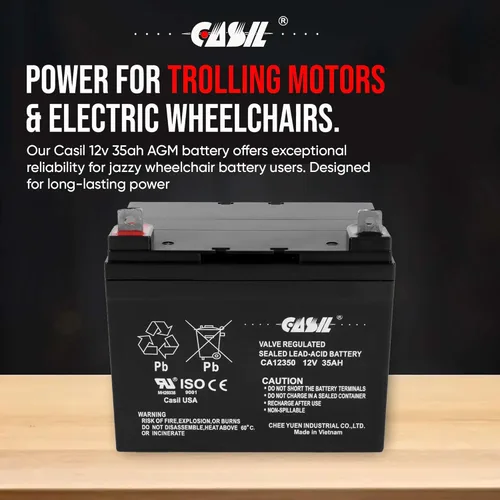 Miniatura 3 de Casil Batería SLA de 12 V 35 Ah – Paquete de 2 piezas de repuesto para scooter Pride Mobility SC710 Victory 10 de 4 ruedas – Tamaño del grupo U1