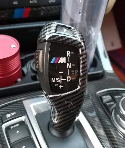 Miniatura 3 de iJDMTOY Cubierta de Decoración de Palanca de Cambios con Patrón de Fibra de Carbono Negro Brillante Compatible con BMW Fxx Serie 2 3 4 5 7 X3 X4 X5