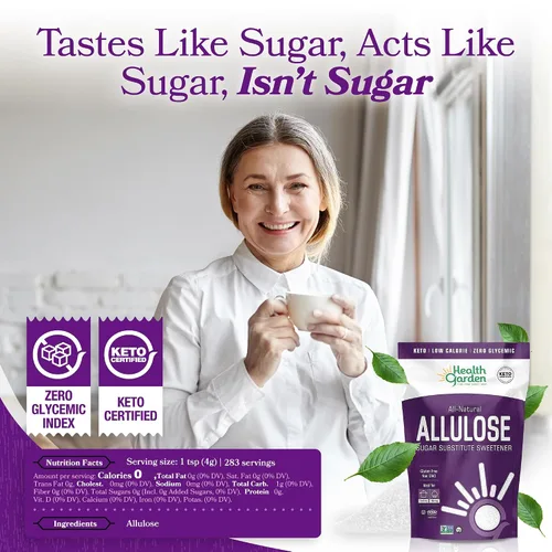 Miniatura 2 de Health Garden Edulcorante de alulosa, sin gluten ni azúcar, cero carbohidratos netos, sin OMG, kosher, apto para dieta cetogénica (12 onzas)