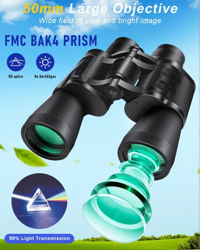 Miniatura 4 de 20x50 prismáticos de alta potencia para adultos, prismáticos claros y duraderos para observación de aves, turismo, observación de vida silvestre