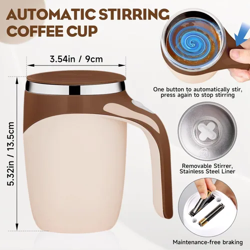 Miniatura 2 de Taza de café de agitación magnética automática, taza de café de agitación magnética rotativa para el hogar, la oficina, la mezcla de viaje, taza