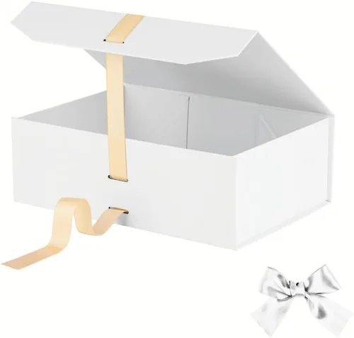 Miniatura 5 de GoooodGift Caja de regalo grande blanca de 13 x 11 x 5.3 pulgadas, caja de regalo con tapa cierre magnético, Navidad, cajas de regalo plegables