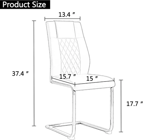 Miniatura 6 de Juego de mesa de comedor para 4, juego de mesa de cocina rectangular de MDF blanco con sillas de comedor de cuero, juego de 4, juego de mesa