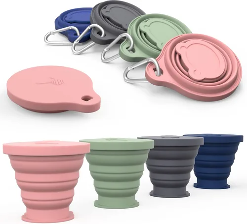 Miniatura 8 de IYYI Taza plegable para viajar, taza plegable de silicona, taza de camping con tapa, taza plegable para camping, senderismo, al aire libre, viajes