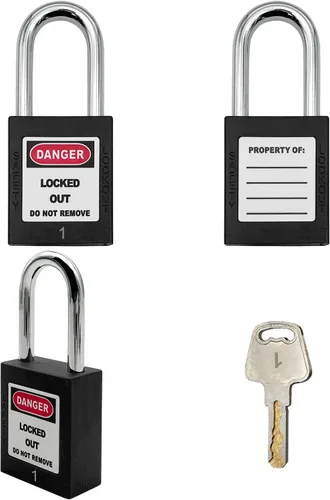 Miniatura 3 de Bloqueos de etiquetado de bloqueo, candados de seguridad, cerraduras Loto con llave de bloqueo diferente Dispositivo de etiqueta de plástico